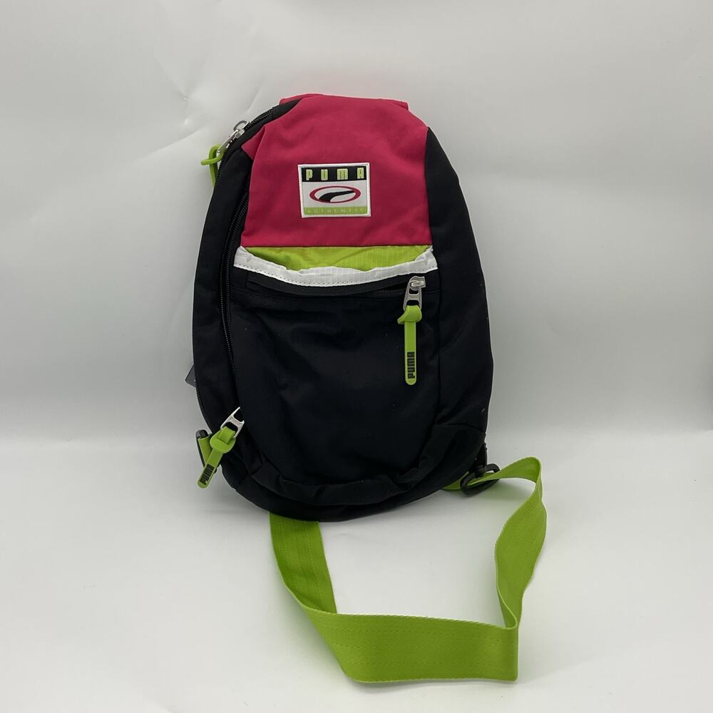 Puma City Block 13 In Sling Bag Black Lime Pink New With Tags NWT